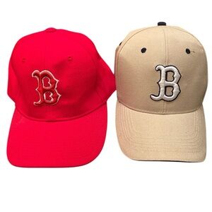 Red Sox Baseball Caps 1 Red 1 Tan MLB 7 1/8 OS fits most 2 Caps ⚾️🧢